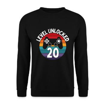 LEVEL 20 UNLOCK BIRTHDAY GAMING - Unisex Sweatshirt - black - Front - Alina (178cm) & Michal (187cm)