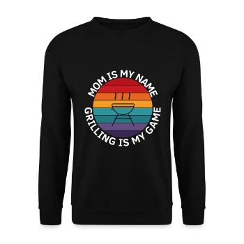 Mama Ist Mein Name Grilling Ist Mein Spiel - Unisex Pullover - Schwarz - Vorne - Alina (178cm) & Michal (187cm)