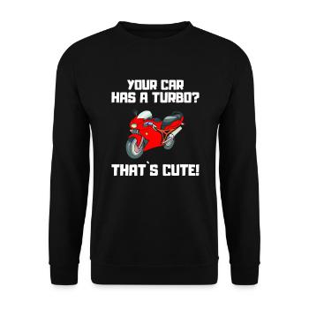Ihr Auto Hat Einen Turbo? Das Ist Süß! - Motorrad - Unisex Pullover - Schwarz - Vorne - Alina (178cm) & Michal (187cm)