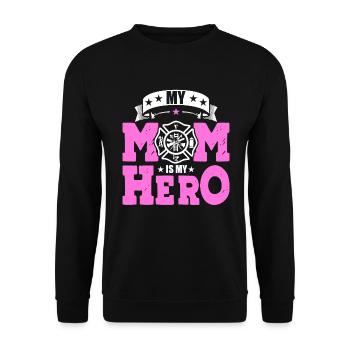 My Mother is My Hero - Firefighter - Unisex Sweatshirt - black - Front - Alina (178cm) & Michal (187cm)