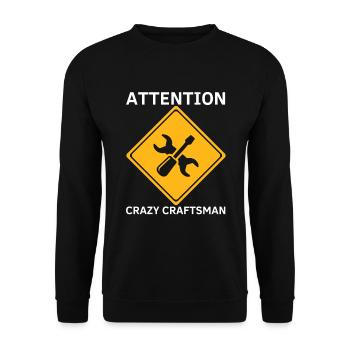 ACHTUNG VERRÜCKTER HANDWERKER - Unisex Pullover - Schwarz - Vorne - Alina (178cm) & Michal (187cm)
