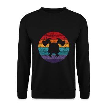 Équipement rétro de casque de pompier - Sweat-shirt Unisexe - noir - Devant - Alina (178cm) & Michal (187cm)