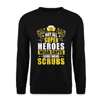 Nicht Alle Superhelden Tragen Capes, Manche Tragen - Unisex Pullover - Schwarz - Vorne - Alina (178cm) & Michal (187cm)
