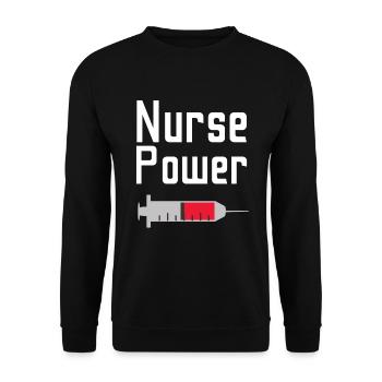 Krankenschwester Power - Unisex Pullover - Schwarz - Vorne - Alina (178cm) & Michal (187cm)