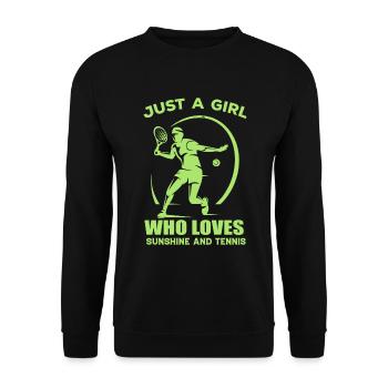 Just a girl who loves sunshine and tennis - Unisex Sweatshirt - black - Front - Alina (178cm) & Michal (187cm)