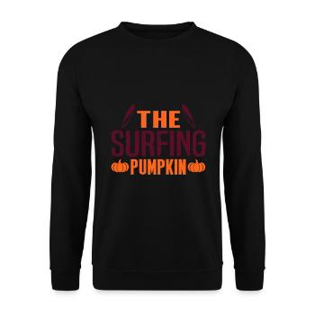 Der Surfkürbis Halloween Surfen - Unisex Pullover - Schwarz - Vorne - Alina (178cm) & Michal (187cm)