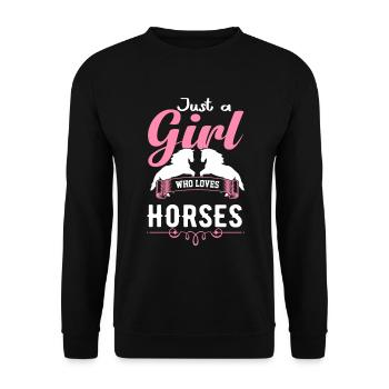 Just a girl who loves horses - Unisex Sweatshirt - black - Front - Alina (178cm) & Michal (187cm)