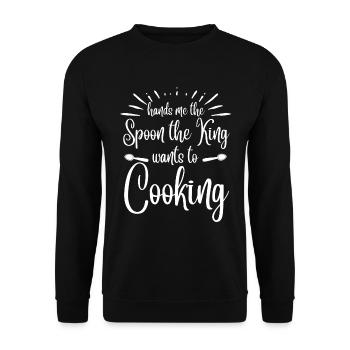 Me donne la cuillère que le roi veut cuisiner - Sweat-shirt Unisexe - noir - Devant - Alina (178cm) & Michal (187cm)