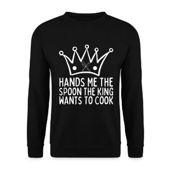 Me donne la cuillère que le roi veut cuisiner - Sweat-shirt Unisexe - noir - Devant - Alina (178cm) & Michal (187cm)