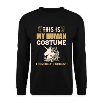 Das Ist Mein Menschliches Kostüm Ich Bin Einhorn - Unisex Pullover - Schwarz - Vorne - Alina (178cm) & Michal (187cm)