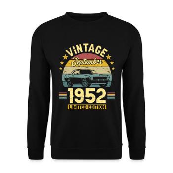 Vintage Septembre 1952 70 Ans Anniversaire - Sweat-shirt Unisexe - noir - Devant - Alina (178cm) & Michal (187cm)