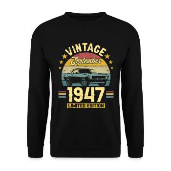 Vintage September 1947 75 years anniversary - Unisex Sweatshirt - black - Front - Alina (178cm) & Michal (187cm)