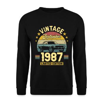 Vintage September 1987 35 years Anniversary - Unisex Sweatshirt - black - Front - Alina (178cm) & Michal (187cm)