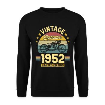 Vintage Septembre 1952 70 Ans Anniversaire - Sweat-shirt Unisexe - noir - Devant - Alina (178cm) & Michal (187cm)