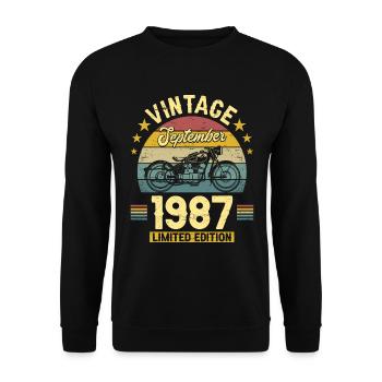 Vintage September 1987 35 years Anniversary - Unisex Sweatshirt - black - Front - Alina (178cm) & Michal (187cm)