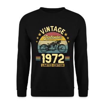 Vintage Septembre 1972 50 Ans Anniversaire - Sweat-shirt Unisexe - noir - Devant - Alina (178cm) & Michal (187cm)