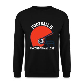 Football Ist Bedingungslose Liebe - Fußball - Unisex Pullover - Schwarz - Vorne - Alina (178cm) & Michal (187cm)
