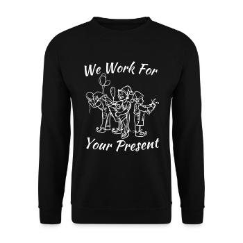 We work for your gift - Christmas - Unisex Sweatshirt - black - Front - Alina (178cm) & Michal (187cm)