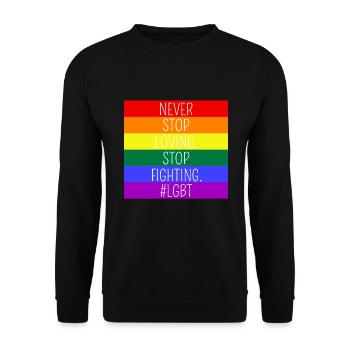 Höre Nie Auf Zu Lieben Hör Auf Zu Kämpfen - LGBT - Unisex Pullover - Schwarz - Vorne - Alina (178cm) & Michal (187cm)