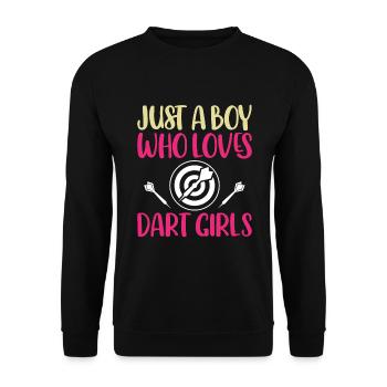Just A Boy Who Loves Dart Girls - Darts - Unisex Sweatshirt - black - Front - Alina (178cm) & Michal (187cm)