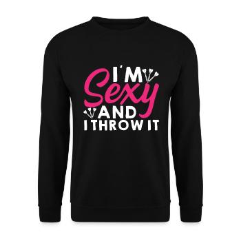 Je suis sexy et je le lance - Fléchettes - Sweat-shirt Unisexe - noir - Devant - Alina (178cm) & Michal (187cm)