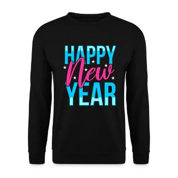 Frohes Neues Jahr - Unisex Pullover - Schwarz - Vorne - Alina (178cm) & Michal (187cm)