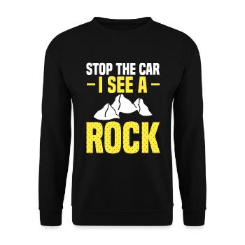 Stoppen Sie Das Auto Da Ist Ein Stein - Lustiger - Unisex Pullover - Schwarz - Vorne - Alina (178cm) & Michal (187cm)