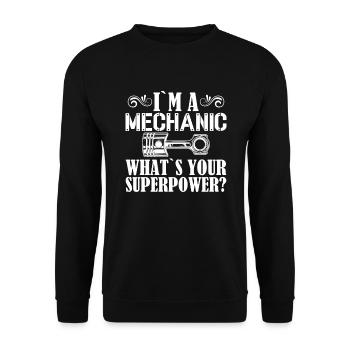 Je suis mécanicien Quel est votre superpouvoir ? - Sweat-shirt Unisexe - noir - Devant - Alina (178cm) & Michal (187cm)