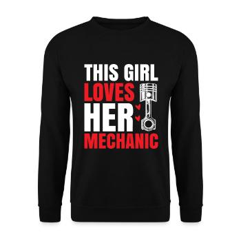 This girl loves her mechanic - Unisex Sweatshirt - black - Front - Alina (178cm) & Michal (187cm)