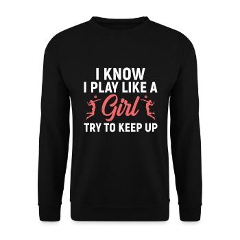 I know I play like a girl - volleyball - Unisex Sweatshirt - black - Front - Alina (178cm) & Michal (187cm)