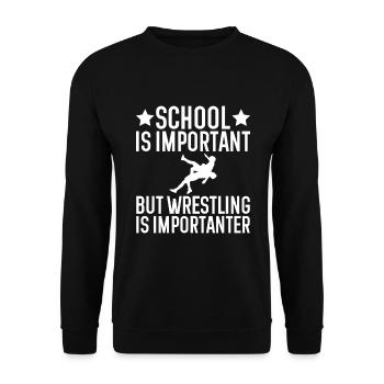 Schule Ist Wichtig Aber Wrestling Ist Wichtiger - Unisex Pullover - Schwarz - Vorne - Alina (178cm) & Michal (187cm)