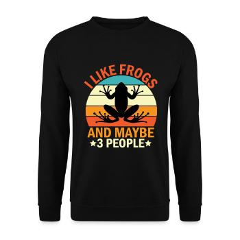 Ich Mag Frösche Und Vielleicht 3 Leute - Frosch - Unisex Pullover - Schwarz - Vorne - Alina (178cm) & Michal (187cm)