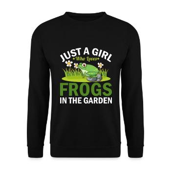 Only a girl who loves frogs in the garden - Unisex Sweatshirt - black - Front - Alina (178cm) & Michal (187cm)
