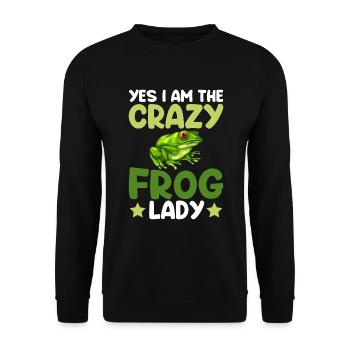 Yes I Am The Crazy Frog Lady - Frog - Unisex Sweatshirt - black - Front - Alina (178cm) & Michal (187cm)