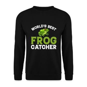 Weltbester Froschfänger - Frosch - Unisex Pullover - Schwarz - Vorne - Alina (178cm) & Michal (187cm)