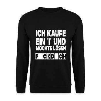 Ich Kaufe Ein I Und Möchte Lösen - Lustiger Spruch - Unisex Pullover - Schwarz - Vorne - Alina (178cm) & Michal (187cm)