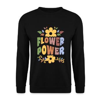 Flower Power Hippie 1960's Retro Flowers - Unisex Sweatshirt - black - Front - Alina (178cm) & Michal (187cm)