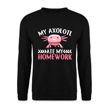 Mon Axolotl a mangé mes devoirs - Axolotl - Sweat-shirt Unisexe - noir - Devant - Alina (178cm) & Michal (187cm)