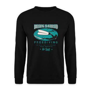 Freediving Apnoe Atmen wird überbewertet Geschenk - Unisex Pullover - Schwarz - Vorne - Alina (178cm) & Michal (187cm)