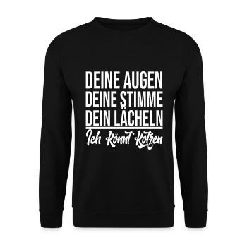 Deine Augen Deine Stimme Dein Lächeln - Lustig - Unisex Pullover - Schwarz - Vorne - Alina (178cm) & Michal (187cm)