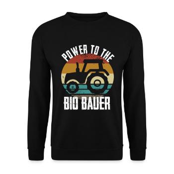 Power To The Bio Bauer - Traktor - Unisex Pullover - Schwarz - Vorne - Alina (178cm) & Michal (187cm)