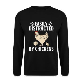 Facilement distrait par les poulets - Poulet - Sweat-shirt Unisexe - noir - Devant - Alina (178cm) & Michal (187cm)