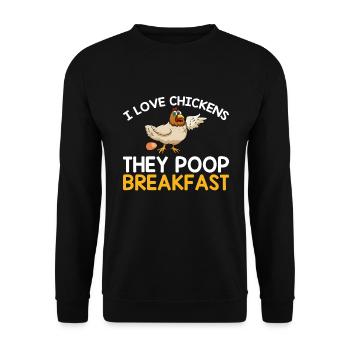 J’adore les poulets tu fais caca petit déjeuner drôle poulet - Sweat-shirt Unisexe - noir - Devant - Alina (178cm) & Michal (187cm)