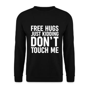 Free Hugs Lustiger Kaktus Spruch - Kakti - Unisex Pullover - Schwarz - Vorne - Alina (178cm) & Michal (187cm)
