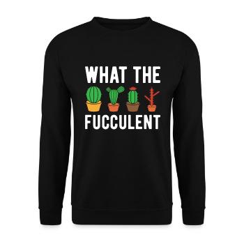 What The Fucculent - Funny Cactus - Unisex Sweatshirt - black - Front - Alina (178cm) & Michal (187cm)