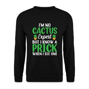 Ich Bin Kein Kakteenexperte - Lustiger Kaktus - Unisex Pullover - Schwarz - Vorne - Alina (178cm) & Michal (187cm)