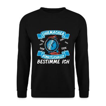Uhrmacher Uhren Handwerker Werkstatt Geschenk - Unisex Pullover - Schwarz - Vorne - Alina (178cm) & Michal (187cm)
