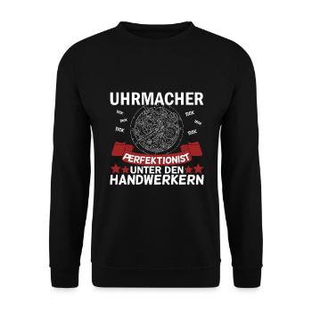 Uhrmacher Uhren Handwerker Werkstatt Geschenk - Unisex Pullover - Schwarz - Vorne - Alina (178cm) & Michal (187cm)