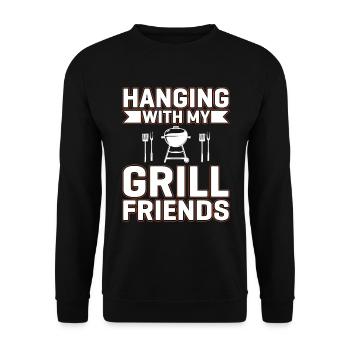 Passer du temps avec mes amis du barbecue - Grillades - Sweat-shirt Unisexe - noir - Devant - Alina (178cm) & Michal (187cm)