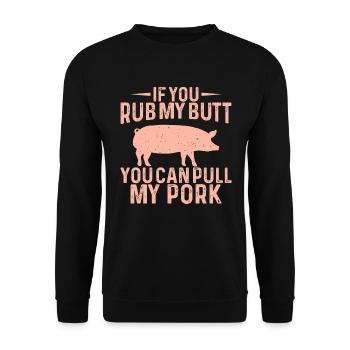 Lustiger Grill Spruch Für Die Barbecue Party - Unisex Pullover - Schwarz - Vorne - Alina (178cm) & Michal (187cm)